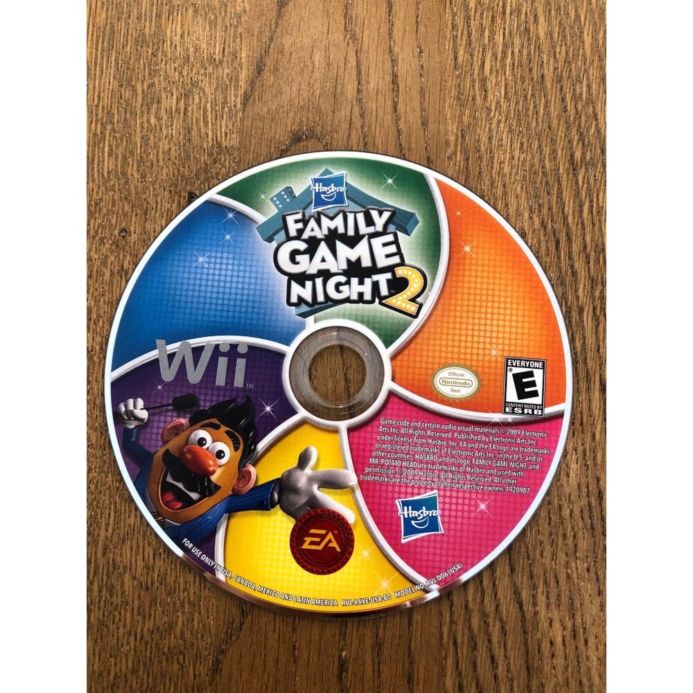 Hasbro Family Game Night 2 Wii Video Game Disc Nintendo